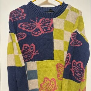 Forever 21 Navy and Pink Butterfly Sweater